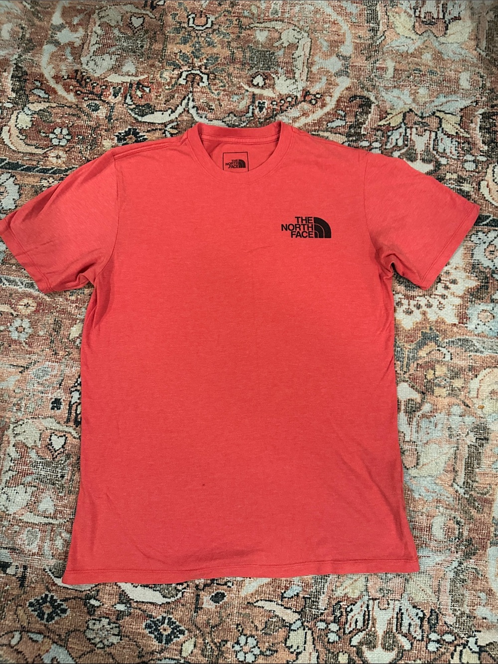 The North Face Men’s Coral-Red Logo Short Sleeve Tee Size Small